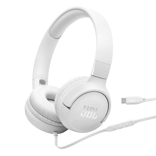 JBL Tune 520C USB-C Wired Headphones White
