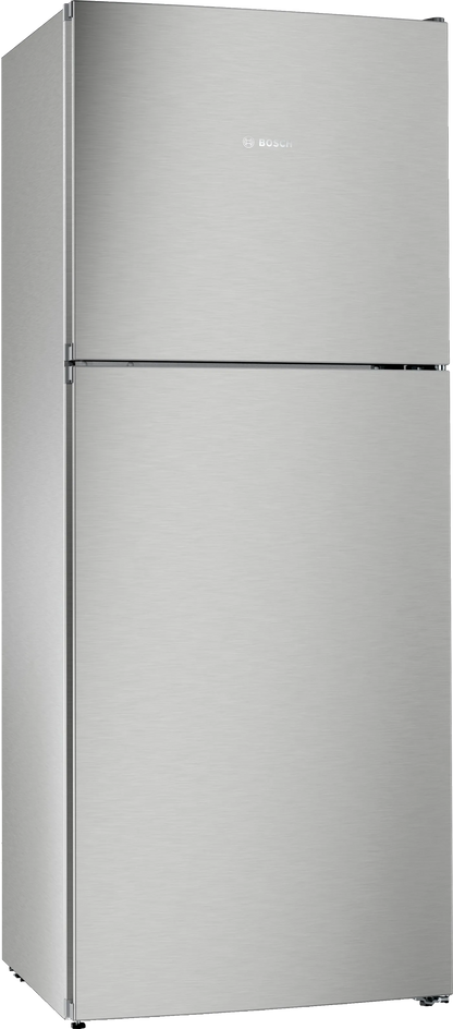 BOSCH Series 2 Free-Standing Refrigerator 365 Liter with Freezer at Top, Inox-Look-Metallic, KDN43N120M