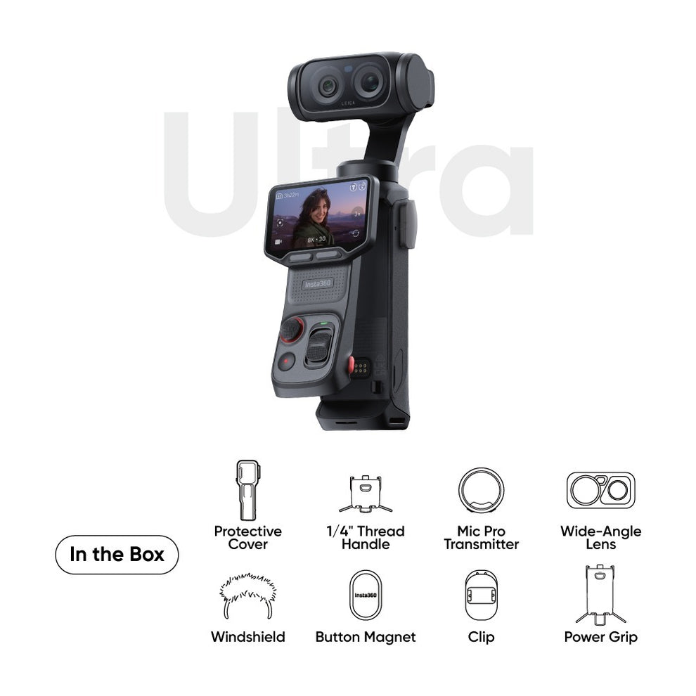 Insta360 Luna Ultra Creator Bundle – 8K Dual-Lens Gimbal Camera (Cosmic Black)