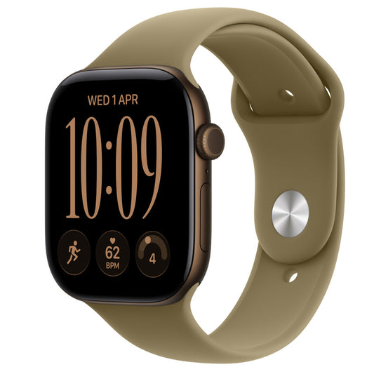 Apple Watch Series 12 GPS + Cellular 46mm – Dark Bronze Aluminium Case with Olive Sport Band (S/M) – S11 Chip, 5G, Ceramic Shield 2, 24-Hour Battery