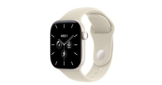 Apple Watch Series 12 GPS + Cellular 42mm – Pearl White Ceramic Case with Sand Sport Band (S/M) – S11 Chip, Sapphire Crystal, ECG, 24-Hour Battery