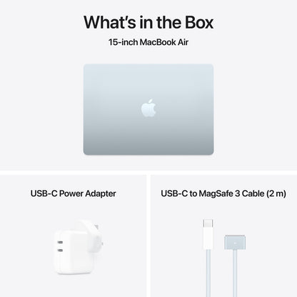 Apple MacBook Air 15, 15.3-inch display, M4, 16GB RAM, 256GB Storage, English-Arabic Keyboard, Sky Blue (2025)