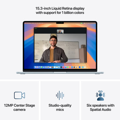 Apple MacBook Air 15, 15.3-inch display, M4, 16GB RAM, 256GB Storage, English-Arabic Keyboard, Sky Blue (2025)