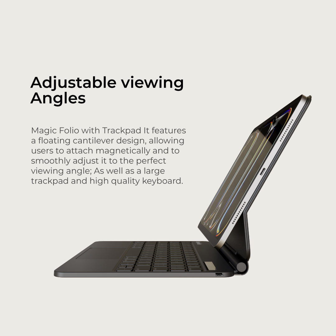 Blupebble iPad Pro 13-inch Magic Folio with Trackpad Keyboard Eng/Arb, Black