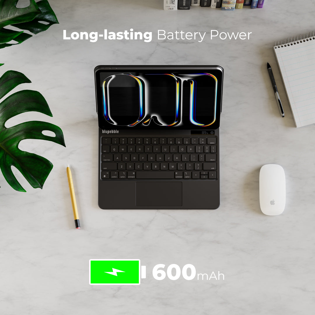 Blupebble iPad Pro 13-inch Magic Folio with Trackpad Keyboard Eng/Arb, Black