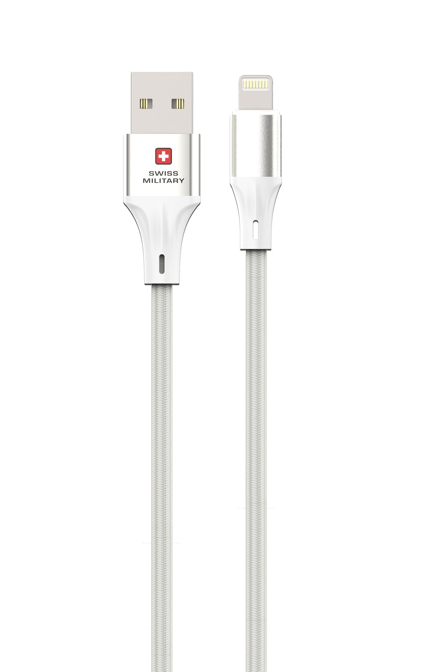 Swiss Military USB-A to Lightning Fast Charging Cable 20W Braided 2M White