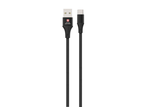 Swiss Military USB-A to USB-C Fast Charging Cable 60W Premium Braided 2M Black