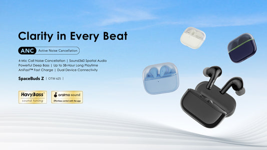 Oraimo  SpaceBuds Z ANC True Wireless Earbuds, IPX5 Water Proof, BT V5.4, 300mAh, Gold, OTW-625LGLD