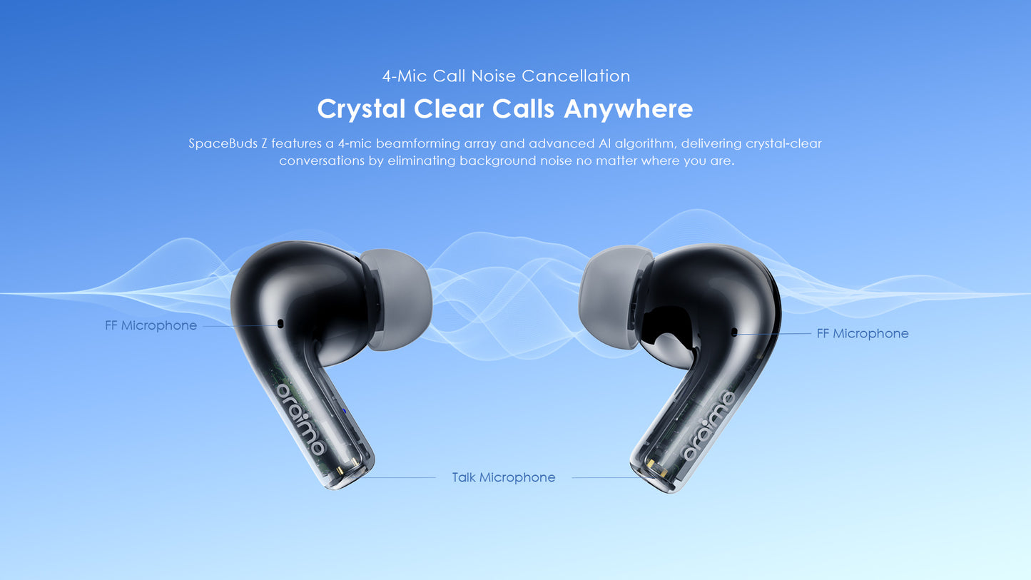 Oraimo  SpaceBuds Z ANC True Wireless Earbuds, IPX5 Water Proof, BT V5.4, 300mAh, Gold, OTW-625LGLD