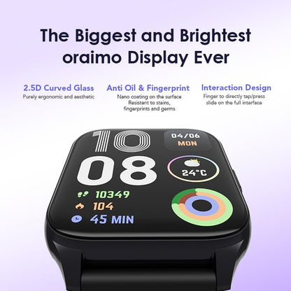 Oraimo  Watch 4 Plus  Bluetooth Call Smart Watch, AI-Generated Watch Faces, BT V5.2, 300mAh, Black, OSW-801