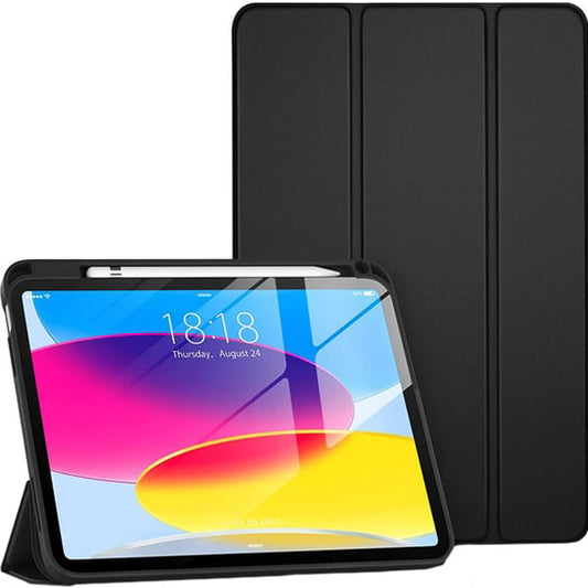 PROTECT  iPad 10th Gen Protective Ipad Cover, With Screen Protector, Silcon, Trifold Stand , Auto Wakeup Sleep, Pen Slot, Black, PIPAD10BLK