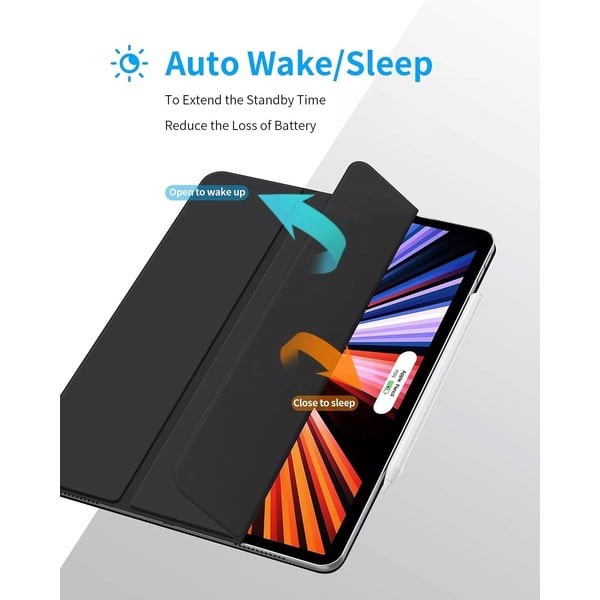 PROTECT  iPad Pro 11 inch 2024 Magnetic Ipad Cover, Trifold Stand, Auto Sleep / Wake up, Silicon, Black, MIPADP11SBLK