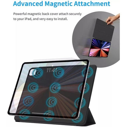 PROTECT  iPad Pro 11 inch 2024 Magnetic Ipad Cover, Trifold Stand, Auto Sleep / Wake up, Silicon, Black, MIPADP11SBLK