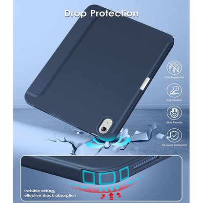 PROTECT  iPad 10th Gen Protective Ipad Cover, With Screen Protector, Silcon, Trifold Stand , Auto Wakeup Sleep, Pen Slot, Blue, PIPAD10BLUE