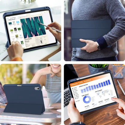 PROTECT  iPad 10th Gen Protective Ipad Cover, With Screen Protector, Silcon, Trifold Stand , Auto Wakeup Sleep, Pen Slot, Blue, PIPAD10BLUE