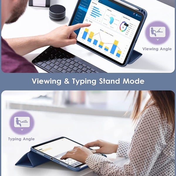 PROTECT  iPad 10th Gen Protective Ipad Cover, With Screen Protector, Silcon, Trifold Stand , Auto Wakeup Sleep, Pen Slot, Blue, PIPAD10BLUE