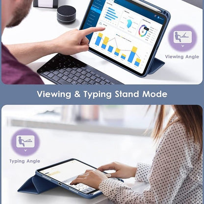 PROTECT  iPad 10th Gen Protective Ipad Cover, With Screen Protector, Silcon, Trifold Stand , Auto Wakeup Sleep, Pen Slot, Blue, PIPAD10BLUE