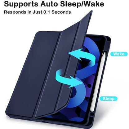 PROTECT  iPad Air 10.9 inch Protective Ipad Cover, With Screen Protector, Silcon, Trifold Stand , Auto Wakeup Sleep, Pen Slot, Blue, PIPADA10.9BLU