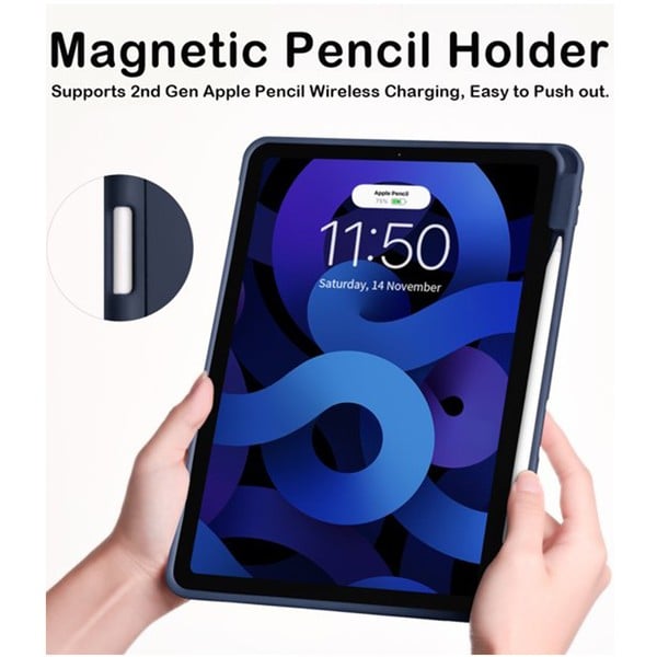PROTECT  iPad Air 10.9 inch Protective Ipad Cover, With Screen Protector, Silcon, Trifold Stand , Auto Wakeup Sleep, Pen Slot, Blue, PIPADA10.9BLU