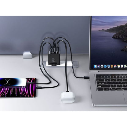 Protect GaN Ultra Dual Type C Ports Power Adapter, Dual Type A USB Ports, 100W Cable included, Grey, TCG02