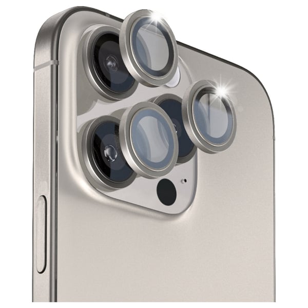 Blupebble Graphene Rock Series Camera Glass Lens 6.1-inch and 6.7-inch iPhone 15 Pro, Titanium