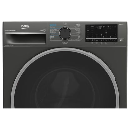 Beko washing machine, 10/7 kg, 1 Year Warranty, Manhattan Gray, WD10714M