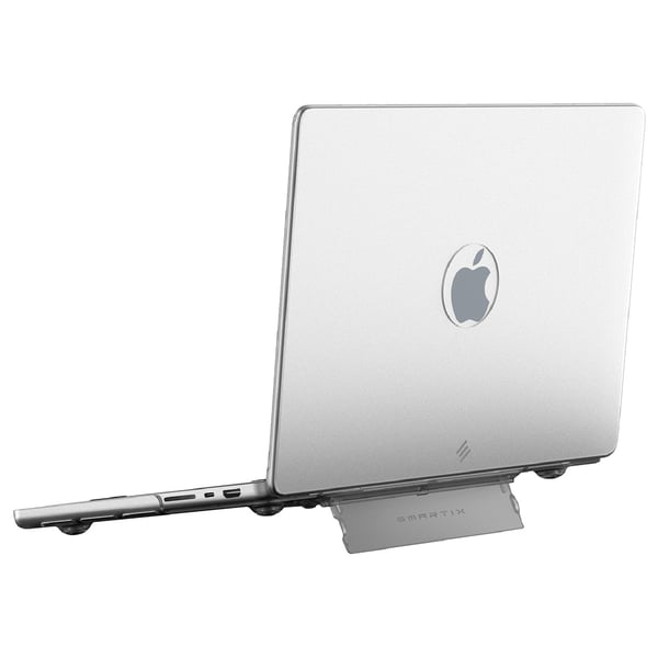 Smartix Premium Matte Transparent Shell with Stand for Macbook Pro 16-inch, White