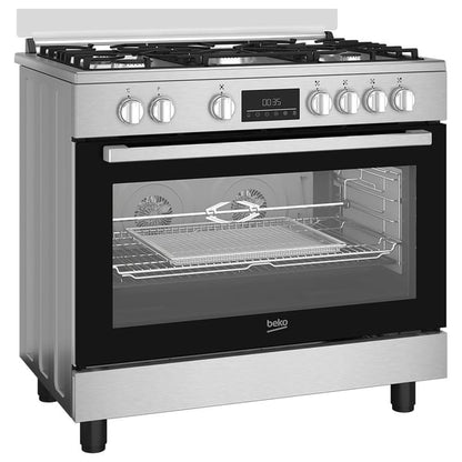 Beko Gas Cooker, 90 CM, 1 Year Warranty, Inox, BGTW 11227 EXA