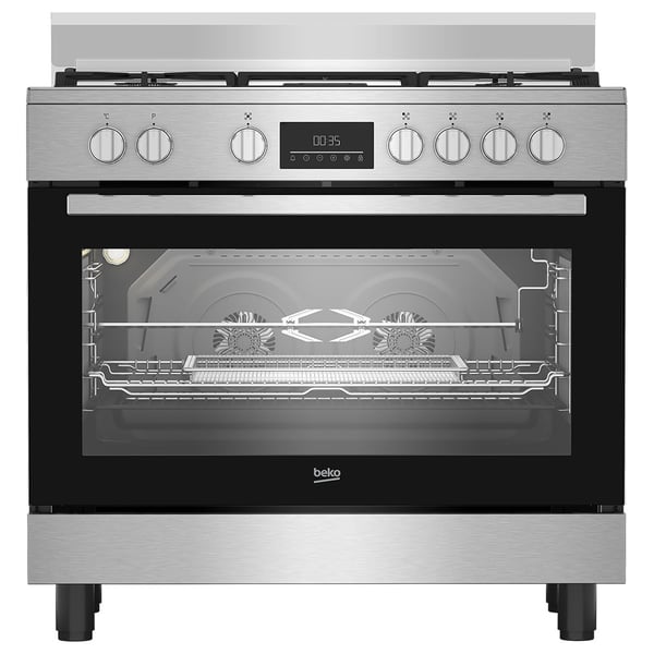 Beko Gas Cooker, 90 CM, 1 Year Warranty, Inox, BGTW 11227 EXA