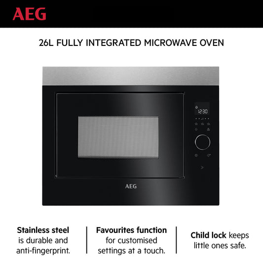 AEG Built-in Microwave 60cm, 26L, Black, MBE2658SEM