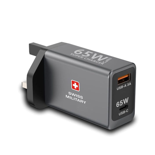 Swiss Military 65W GaN Fast Charger with USB-C & USB-A Ports