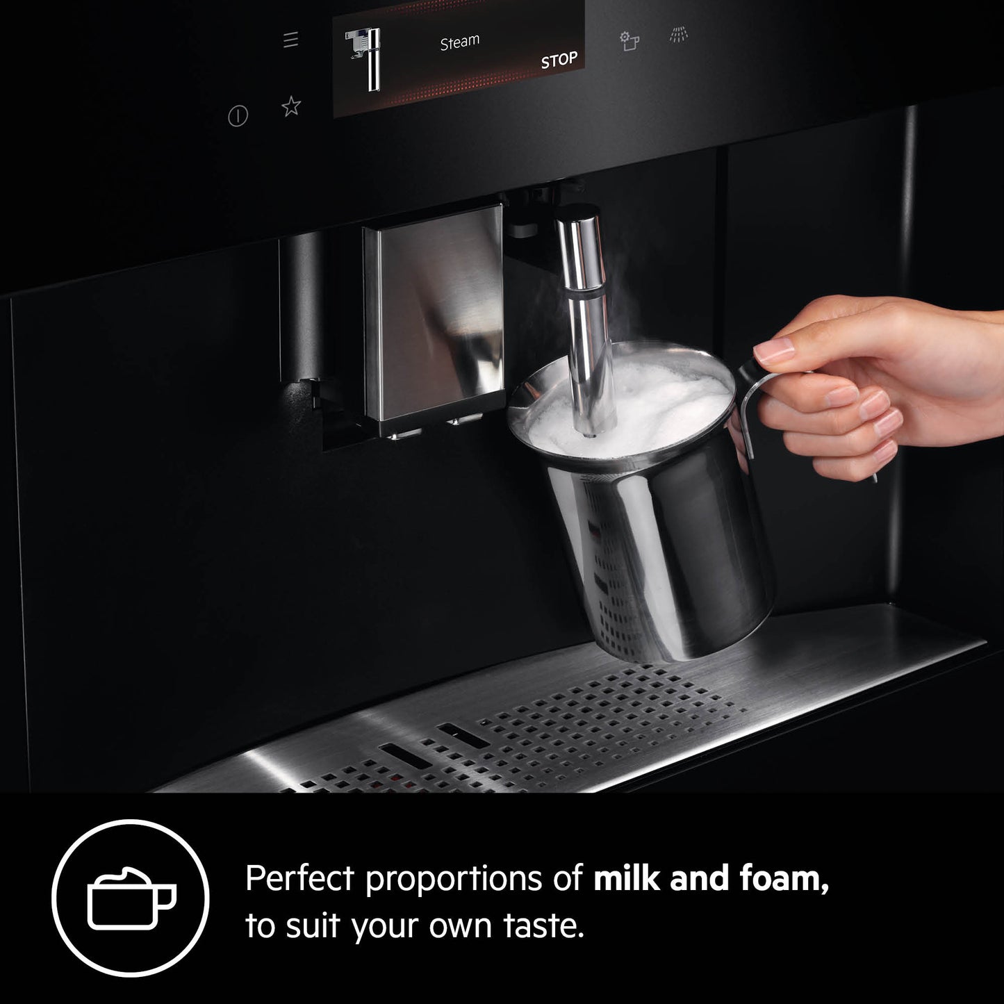 AEG Built-in Coffee Machine 60cm, pre-heating function, Multicup setting, 2.5 litre tank, Black, KKK884500M