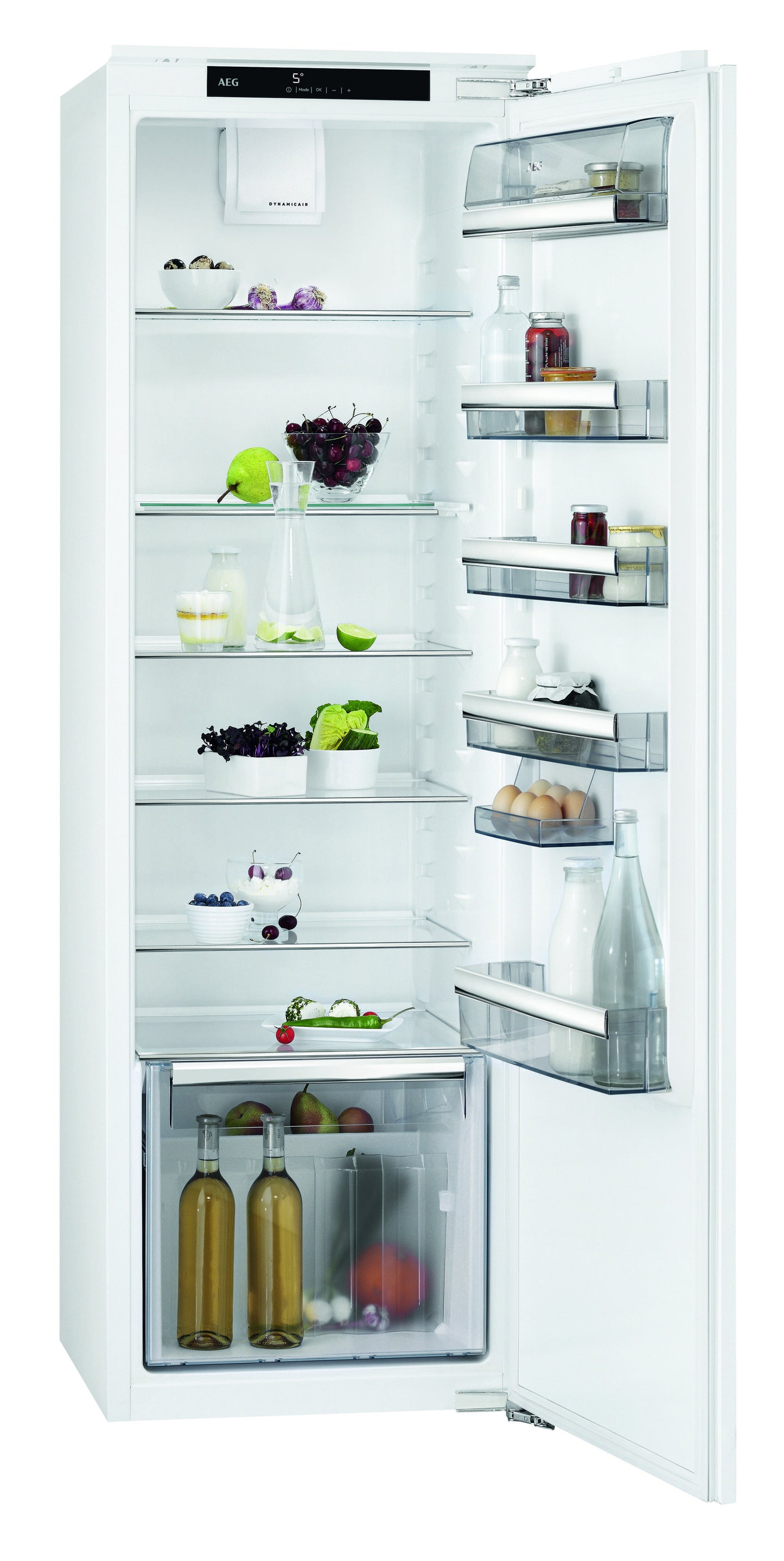 AEG Built-in Refrigerator 310 Litre, No-Frost, inverter Compressor, Tempered glass, Digital Control, White, SKE81811DC