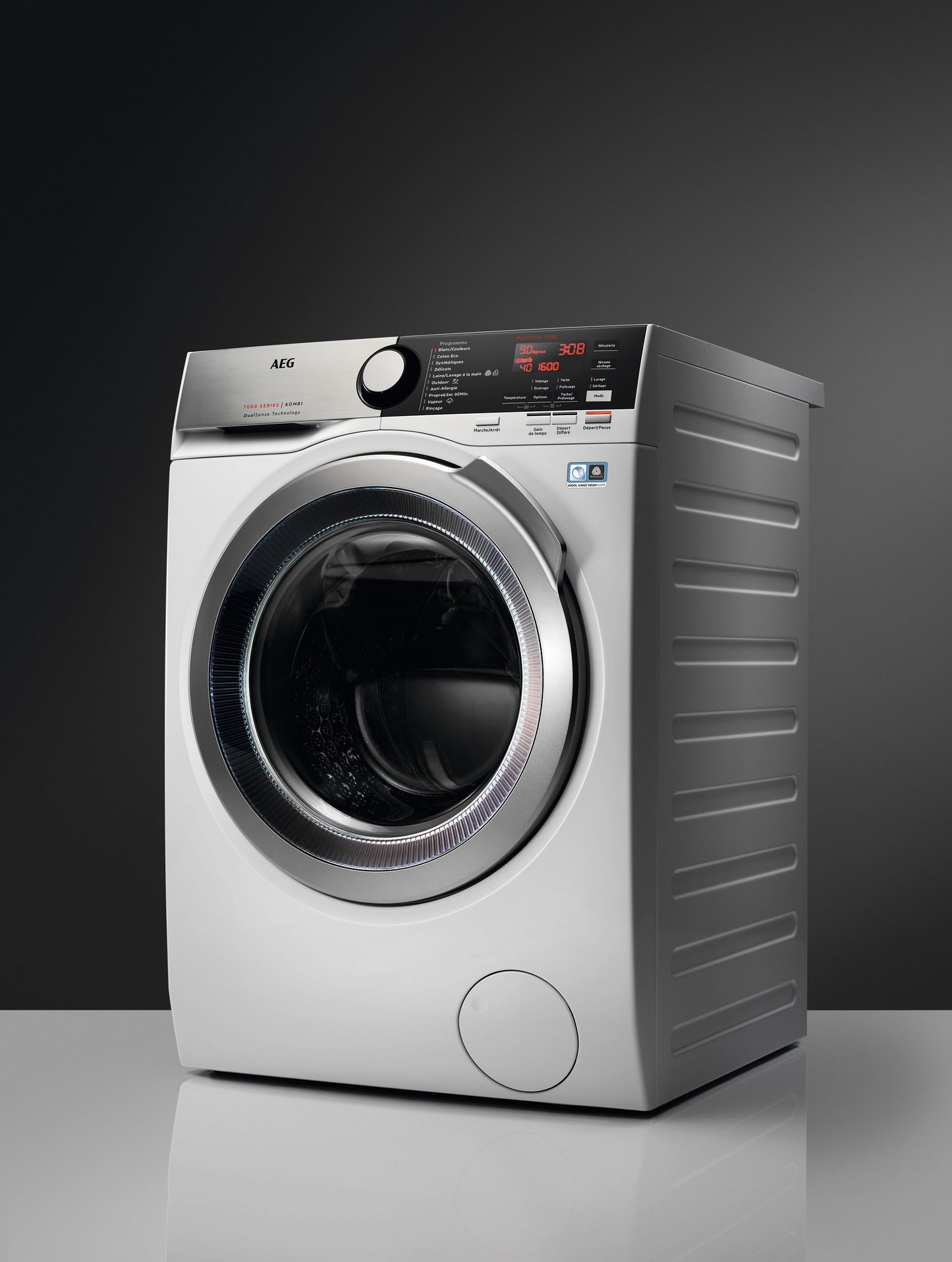 AEG Standalone Front Load Washer Dryer 8 kg, Free standing, Prosense technology, Stain Removal, Eco Wash, Silver, LWX7E8611S