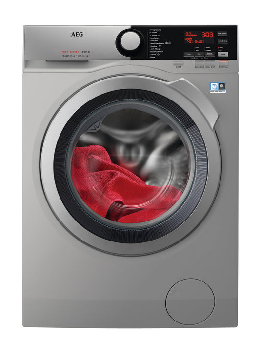 AEG Standalone Front Load Washer Dryer 8 kg, Free standing, Prosense technology, Stain Removal, Eco Wash, Silver, LWX7E8611S