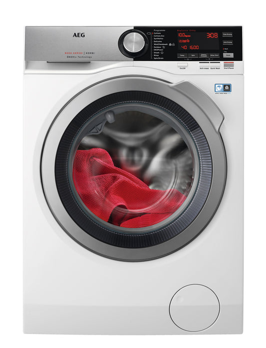AEG Standalone Front Load Washer Dryer 10 kg, Free standing, Prosense technology, Stain Removal, Eco Wash, White, LWX8C1612W
