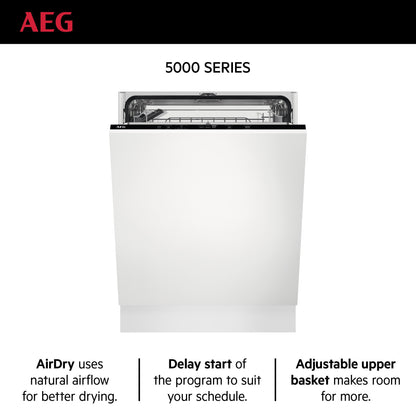 AEG Built-in Dishwasher, Quick select, Pro-clean, Energy saving, Airdry, Touch Controls, 13 Place settings, 5 programme, White, FSB42607Z