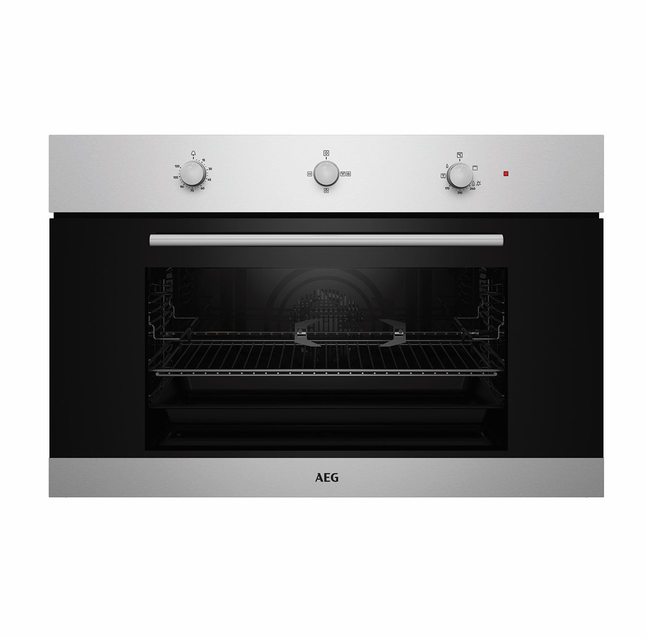 AEG Built-in Gas Oven 90cm, Enamel coating, Anti-fingerprint, Double glazed door, Black, BGB901011M