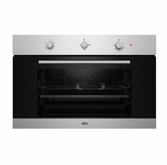 AEG Built-in Gas Oven 90cm, Enamel coating, Anti-fingerprint, Double glazed door, Black, BGB901011M