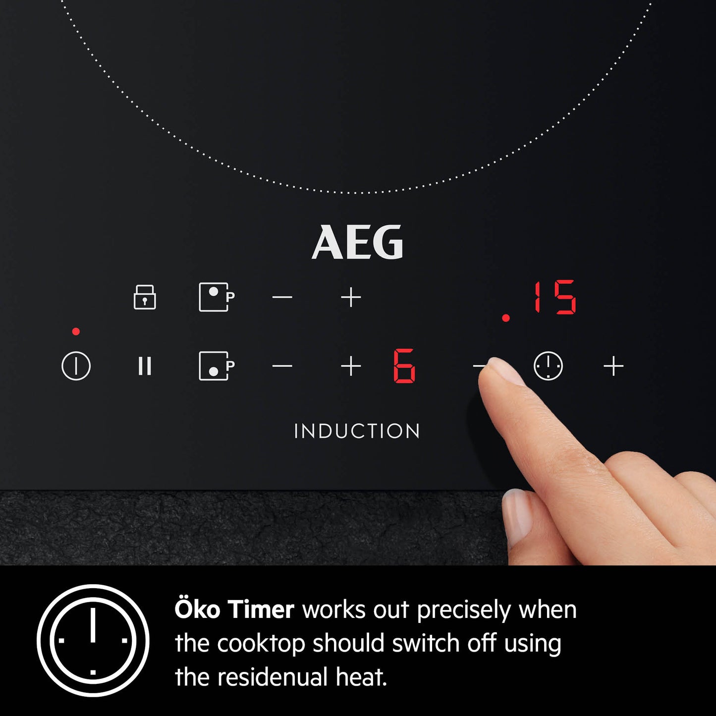 AEG Built-in Electric Hob 60cm, Xl cooking zones, Oko timer, Touch controls, Black, HK654070XB