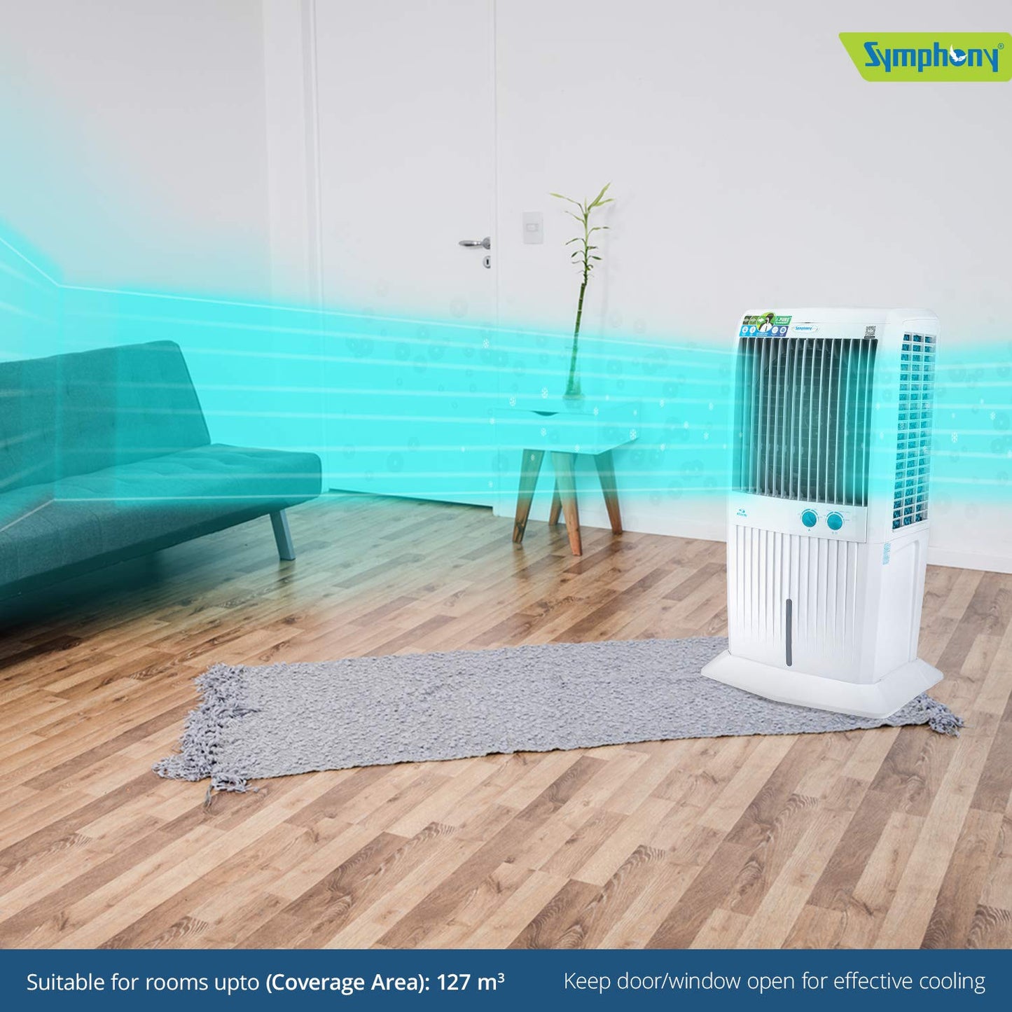 Symphony Air Cooler, Easy-fill, 3D Cooling, Manual control, Dura-Pump technology, Cool Flow, low Energy consumption, i-pure technology, White, STORM 70XL