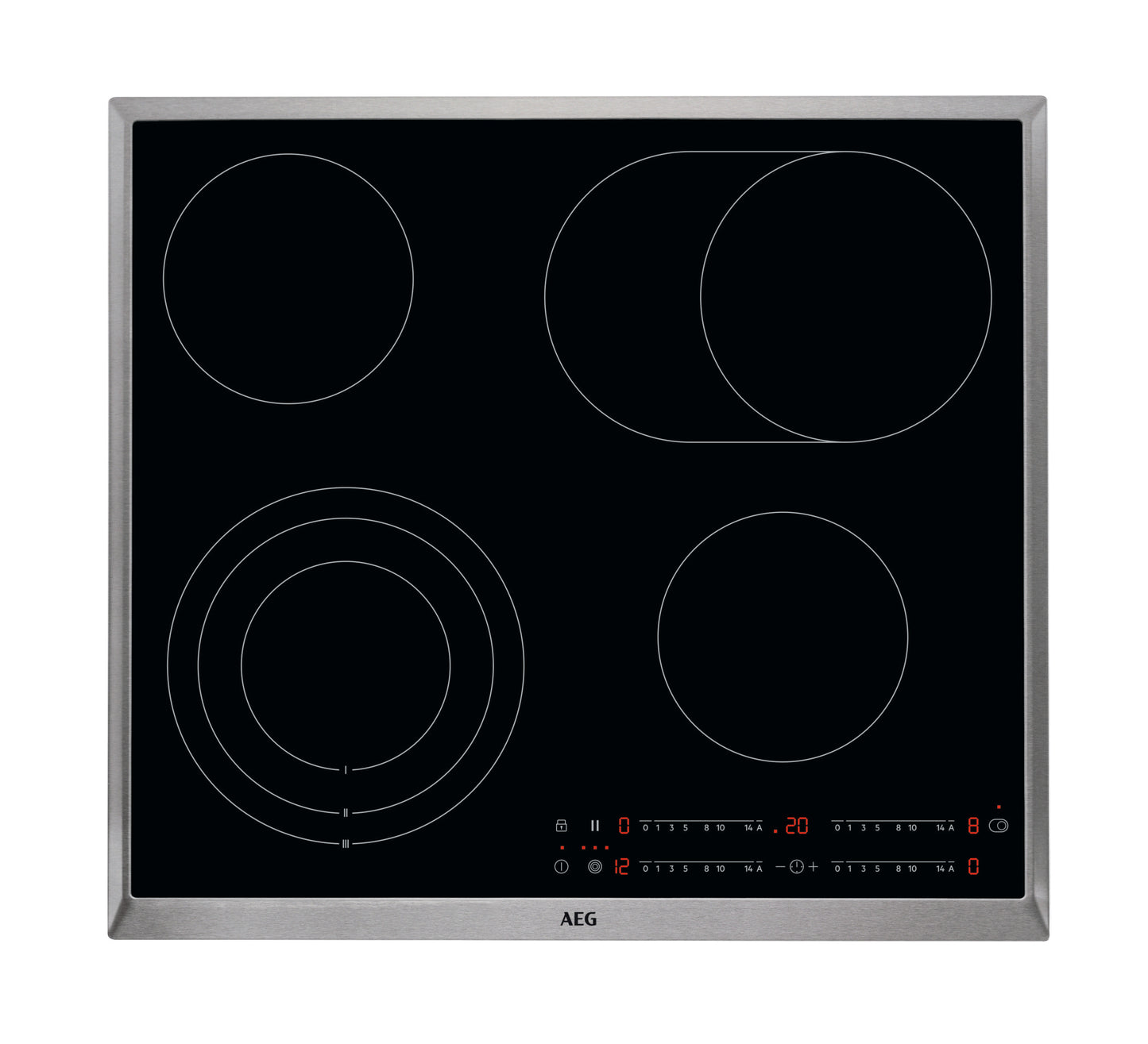 AEG Built-in Electric Hob 60cm, Xl cooking zones, Oko timer, Touch controls, Black, HK654070XB