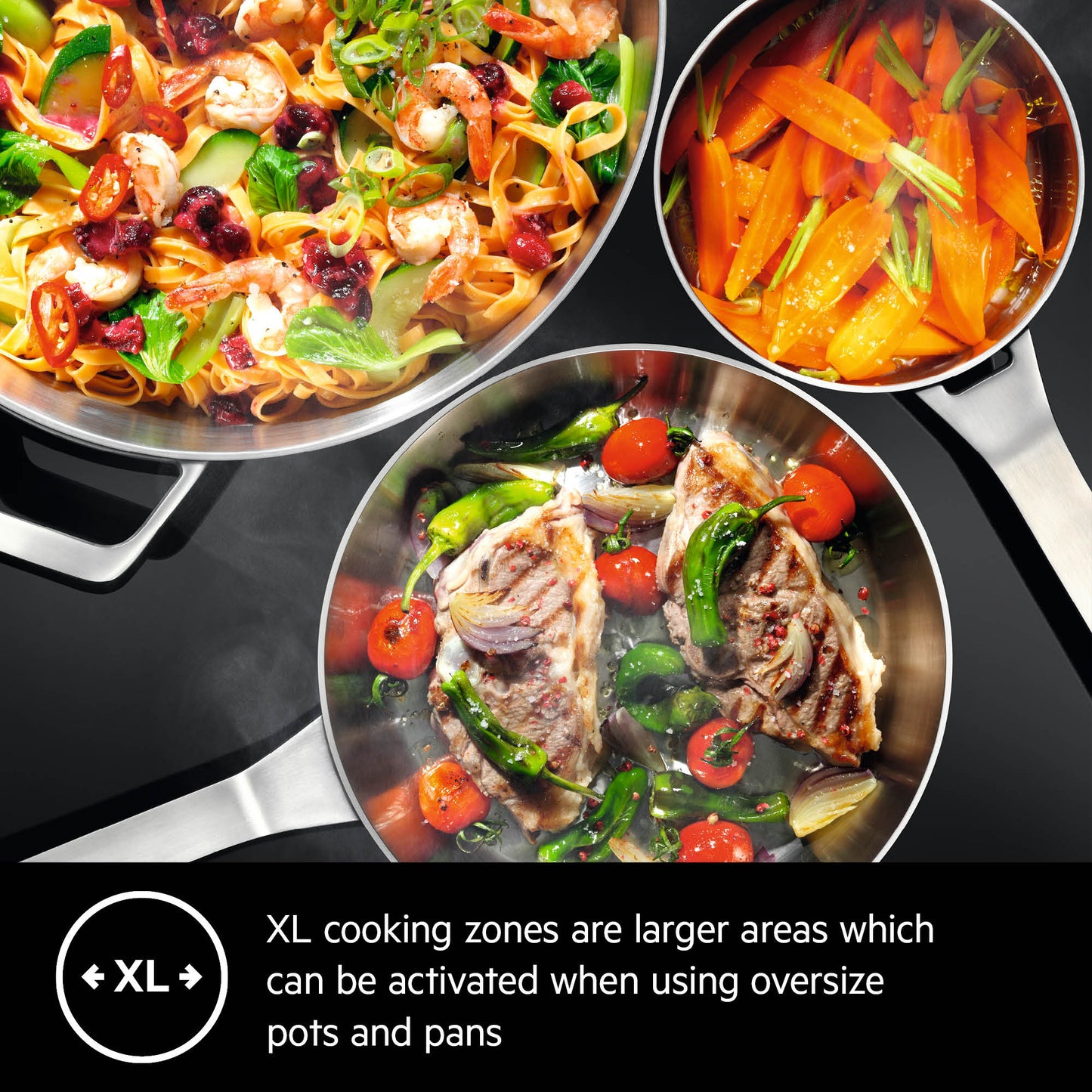 AEG Built-in Electric Hob 60cm, Xl cooking zones, Oko timer, Touch controls, Black, HK654070XB