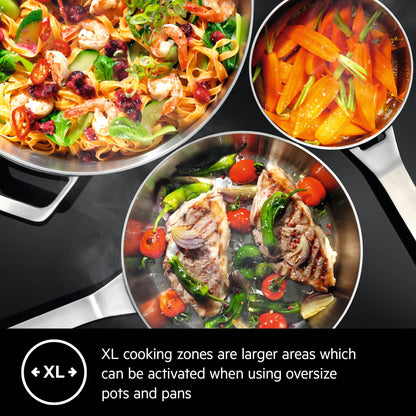 AEG Built-in Electric Hob 60cm, Xl cooking zones, Oko timer, Touch controls, Black, HK654070XB