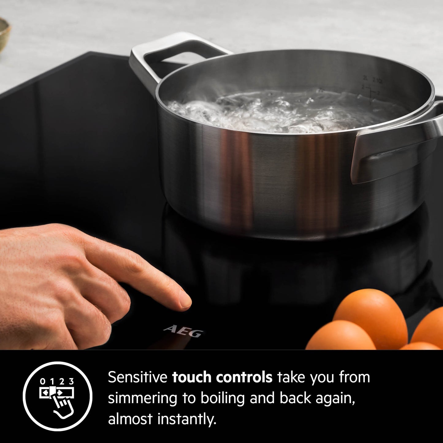 AEG Built-in Electric Ceramic Hobs 60cm, Flexibridge, Procook, Touch controls, Black, HK654071XB