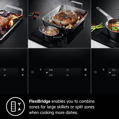 AEG Built-in Electric Ceramic Hobs 60cm, Flexibridge, Procook, Touch controls, Black, HK654071XB