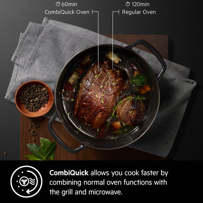 AEG Built-in Microwave Oven 60cm, Grill option, Combigrill, LCD display, Black, KMK721000M