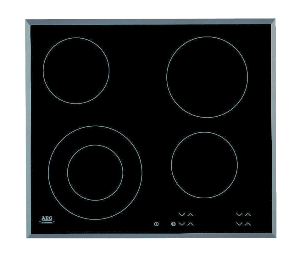 AEG Built-in Electric Hob 60cm, Touch controls, Xl cooking zones, Hot surface indicator, Black, HK624010FB