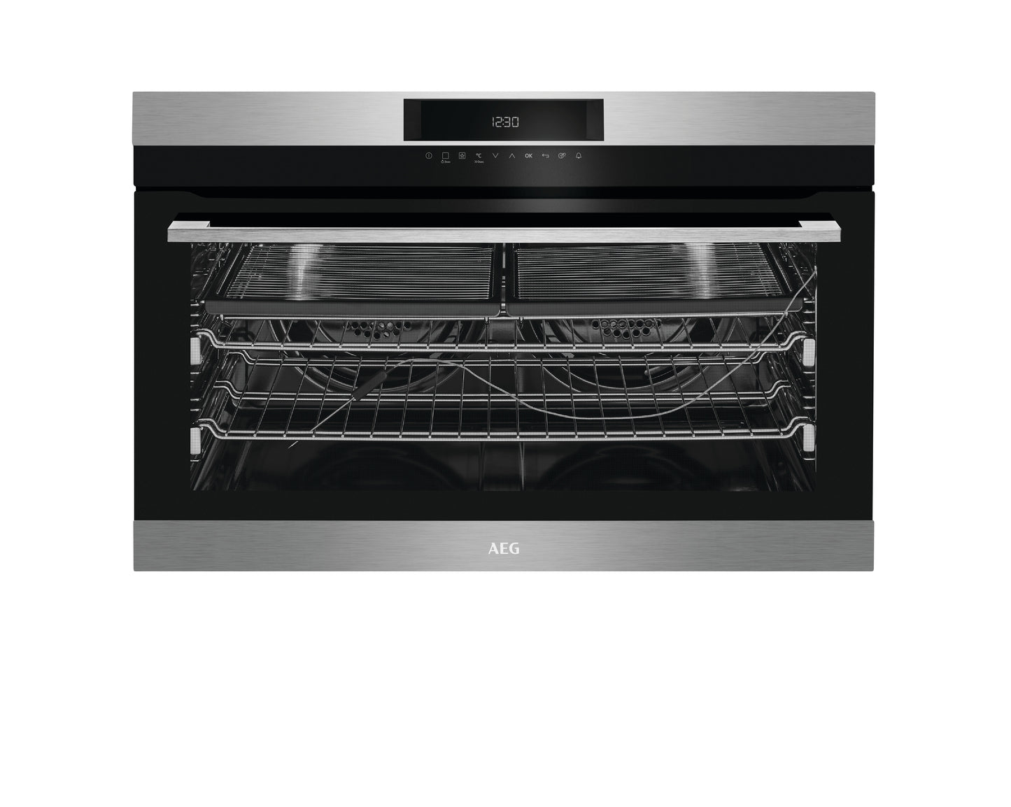 AEG Built-in Electric Oven 90cm, Multilevel-cooking, Steambake, Surroundcook, Black, BEK722910M