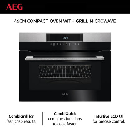 AEG Built-in Microwave Oven 60cm, Grill option, Combigrill, LCD display, Black, KMK721000M
